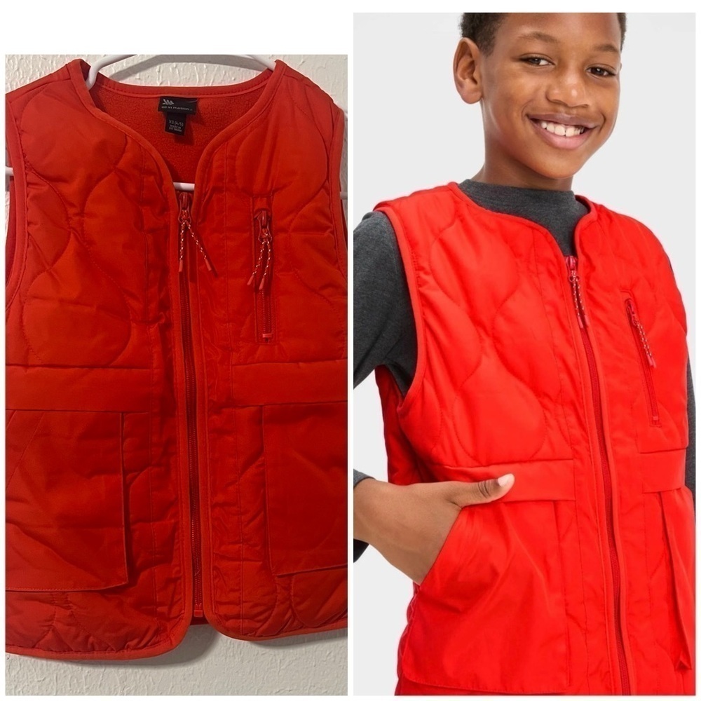 Kids Boys' All In Motion Puffer Vest Jackets Size XS (4-5) NWOT Warm Inner Part